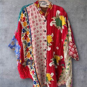 KANTHA ONE OF A KIND BUTTON OVERSIZED JACKET/SHIRT